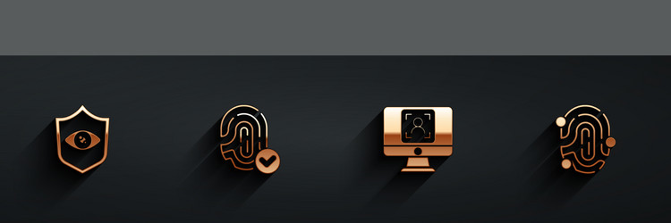set shield eye scan fingerprint face recognition vector image