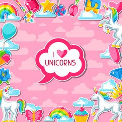 Colorful Unicorn Fantasy Card vector
