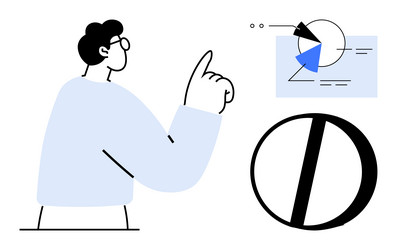 data analyst interpreting graphs and charts vector image