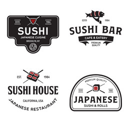 sushi shop labels and badges design templates set vector