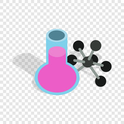 Test flask and molecule structure isometric icon vector