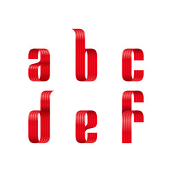 a b c d e f lowercase letters font from red vector