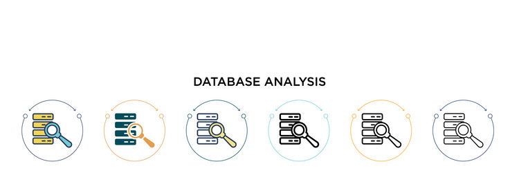 database analysis icon in filled thin line vector