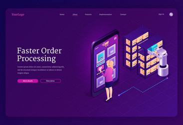 faster order processing robotic automation vector image