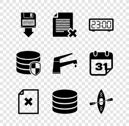set floppy disk backup delete file document vector image