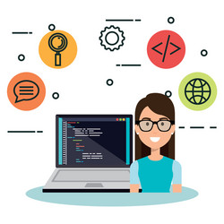 Software language programmer avatar vector