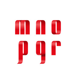 M n o p q r lowercase letters font from a red vector