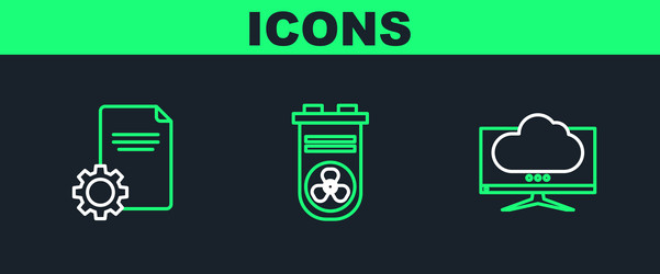 set line computer monitor screen file document vector image