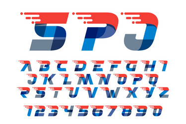 Speed Motion Alphabet & Numbers Vector Image