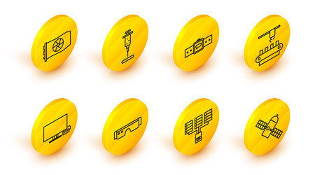 set line satellite server data web hosting vector image