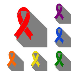 black awareness ribbon sign set of red orange Vector Image