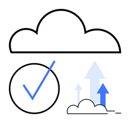 cloud with check mark and arrows representing vector image