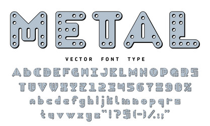 metal constructor font construction blocks type vector image