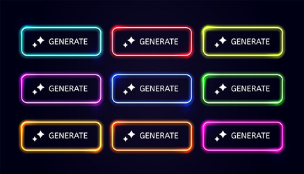 neon glow generate buttons set for modern ui vector image