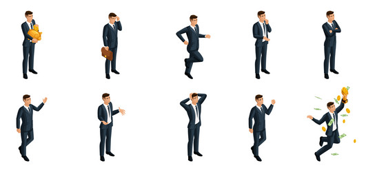 Quality isometrics a set of 3d business man vector