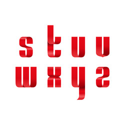 s t u v w x y z lowercase letters font from a red vector image