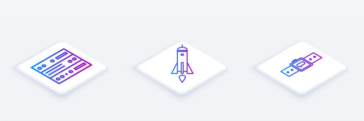 set isometric line server data web hosting vector image