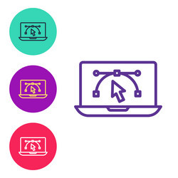 set line computer display with design vector image