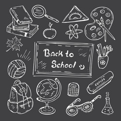 Back to school hand-drawn doodle set vector