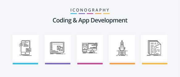coding and app development line 5 icon pack vector image