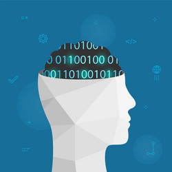 head with brain made binary code vector image