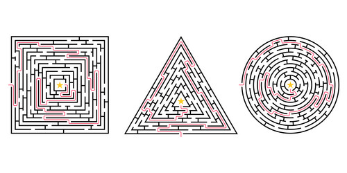 Labyrinth game set square triangle and circle vector