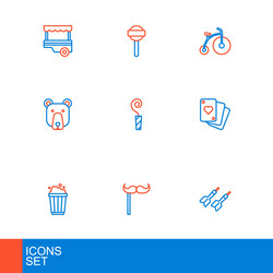 Set line dart arrow paper mustache on stick vector