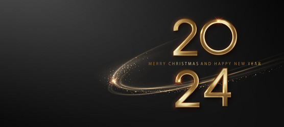 2024 new year with abstract shiny color gold wave vector