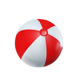 3d render of a beach ball icon in red and white vector image