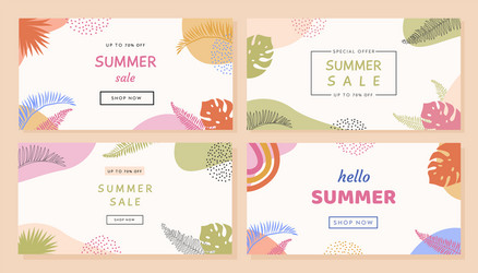 Bohemian summer sale horizontal banner template vector