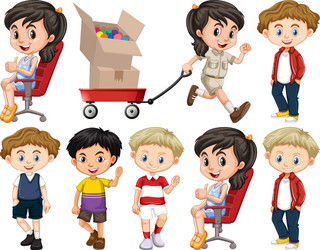 Set isolated objects theme children around Vector Image