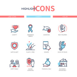 Charity Icons - Line Art Collection Vector Image