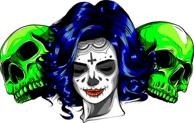 dead girl with two sugar skulls Vector Image