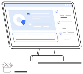 desktop monitor displaying data insights task vector image