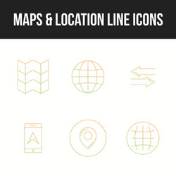 Unique set maps location 6 line icons vector