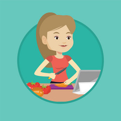 woman cooking healthy vegetable salad vector