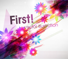 Abstract fluorescent floral background vector