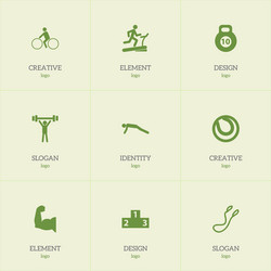 set of 9 editable exercise icons includes symbols vector image