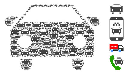 car recursion mosaic self icons vector image