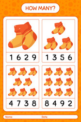 how many counting game with sock worksheet vector image
