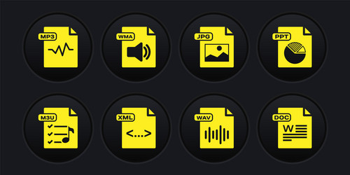 set m3u file document ppt xml wav jpg wma vector image