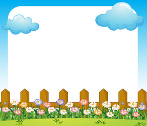 an empty paper template with a garden and clouds vector