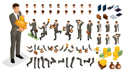 Isometric 3d set for creating characters vector