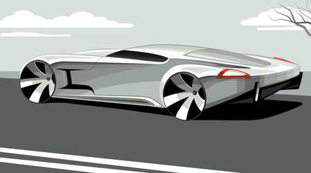 Modern Sports Car on Gray Background Vector Image