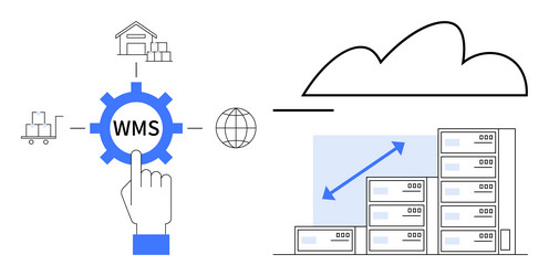 warehouse management system integration with cloud vector image