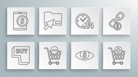 set line buy button cursor click document folder vector image