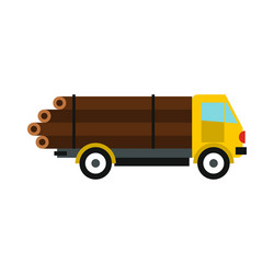 Logging truck with logs icon flat style vector