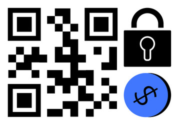qr code with lock and currency visuals vector image