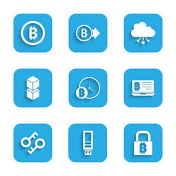 set bitcoin with clock usb flash drive lock vector image