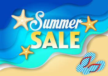 Summer Paper Cut Sale Poster Vector Image